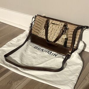 Brahmin Two-Tone Croc-Embossed Satchel/crossbody